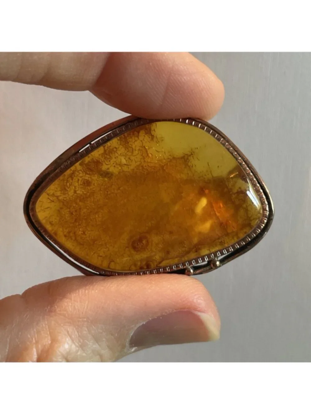 Vintage Baltic Amber Statement Brooch Pin Artisan Piece